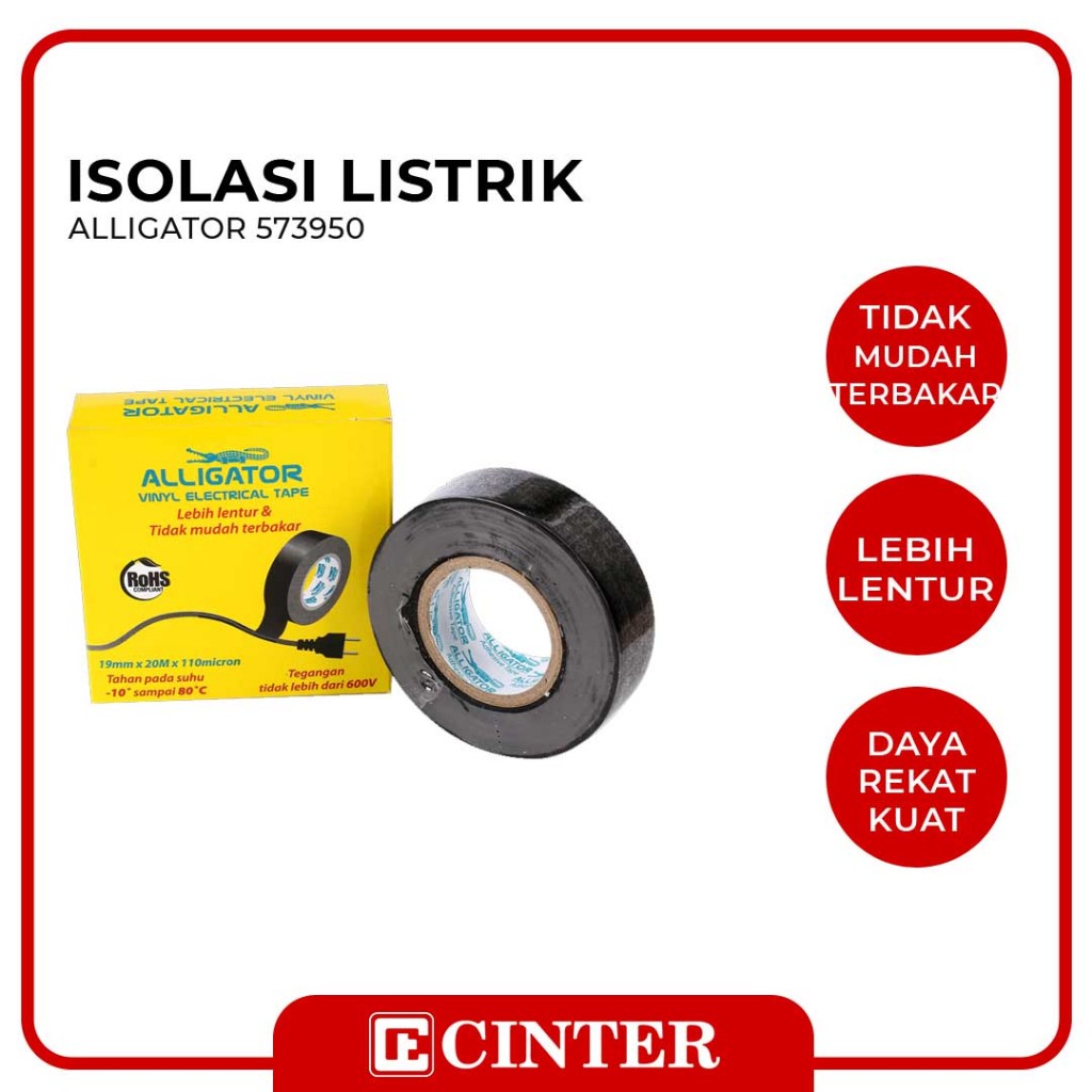 

ALLIGATOR - ISOLASI LISTRIK / ISOLASI HITAM / CLOTH TAPE 573950