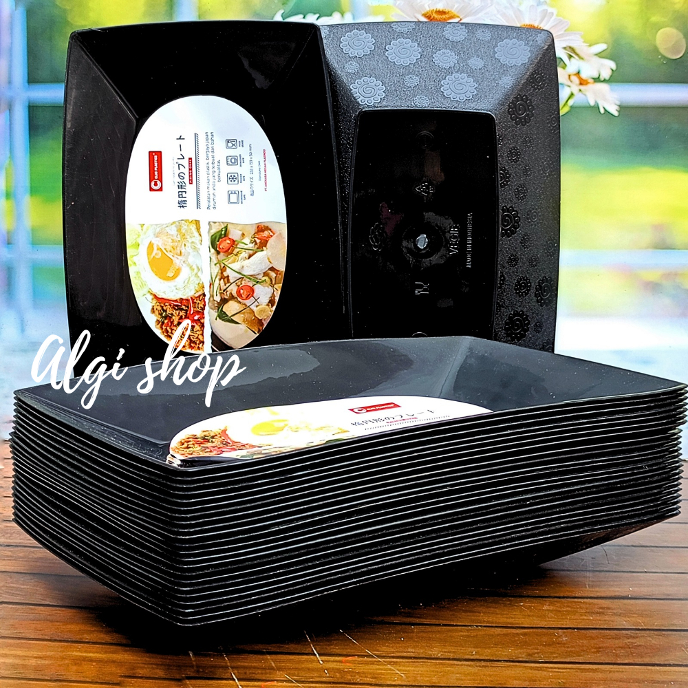 12Pcs Piring saji kotak serbaguna persegi panjang plstik bebas BPA