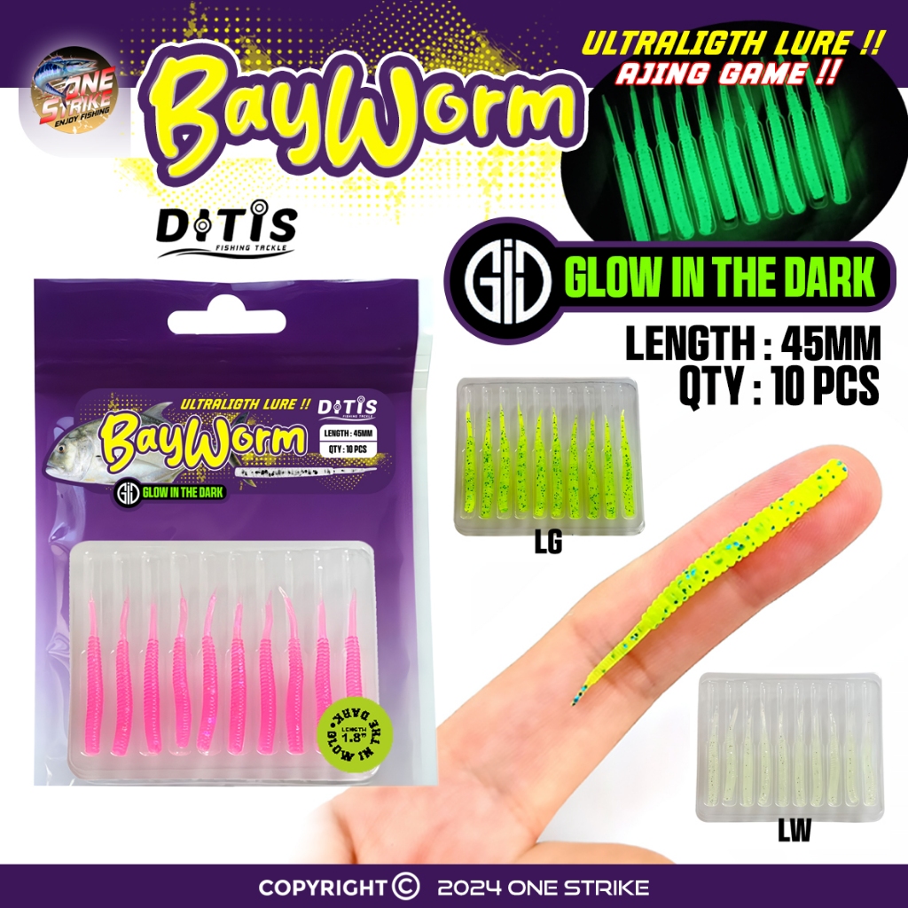 SOFTLURE DITIS BAYWORM 4.5CM (GID) SOFTLURE ULTRALIGHT AJING