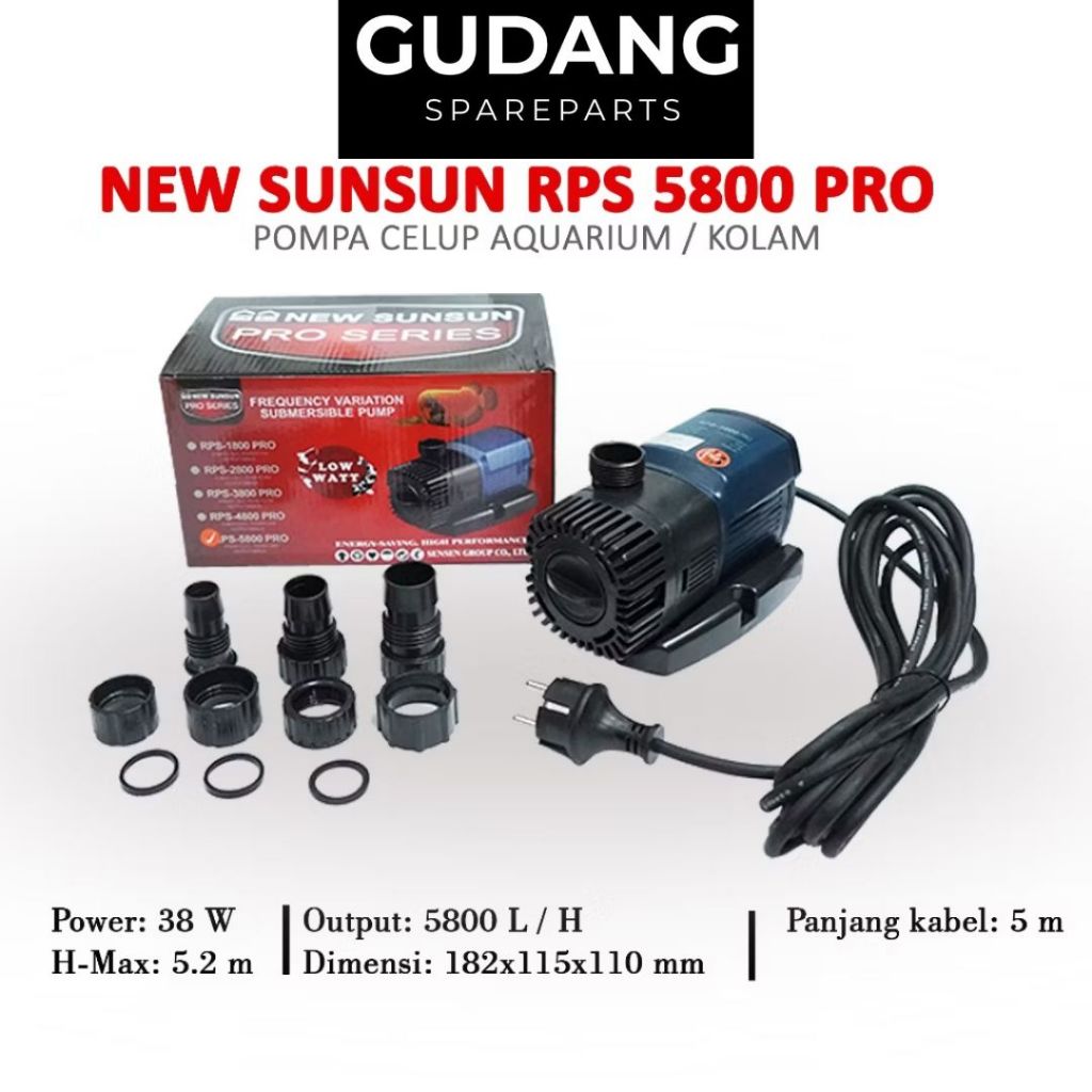 NEW SUNSUN RPS 5800/10000/12000 PRO Pompa Celup Kolam Aquarium