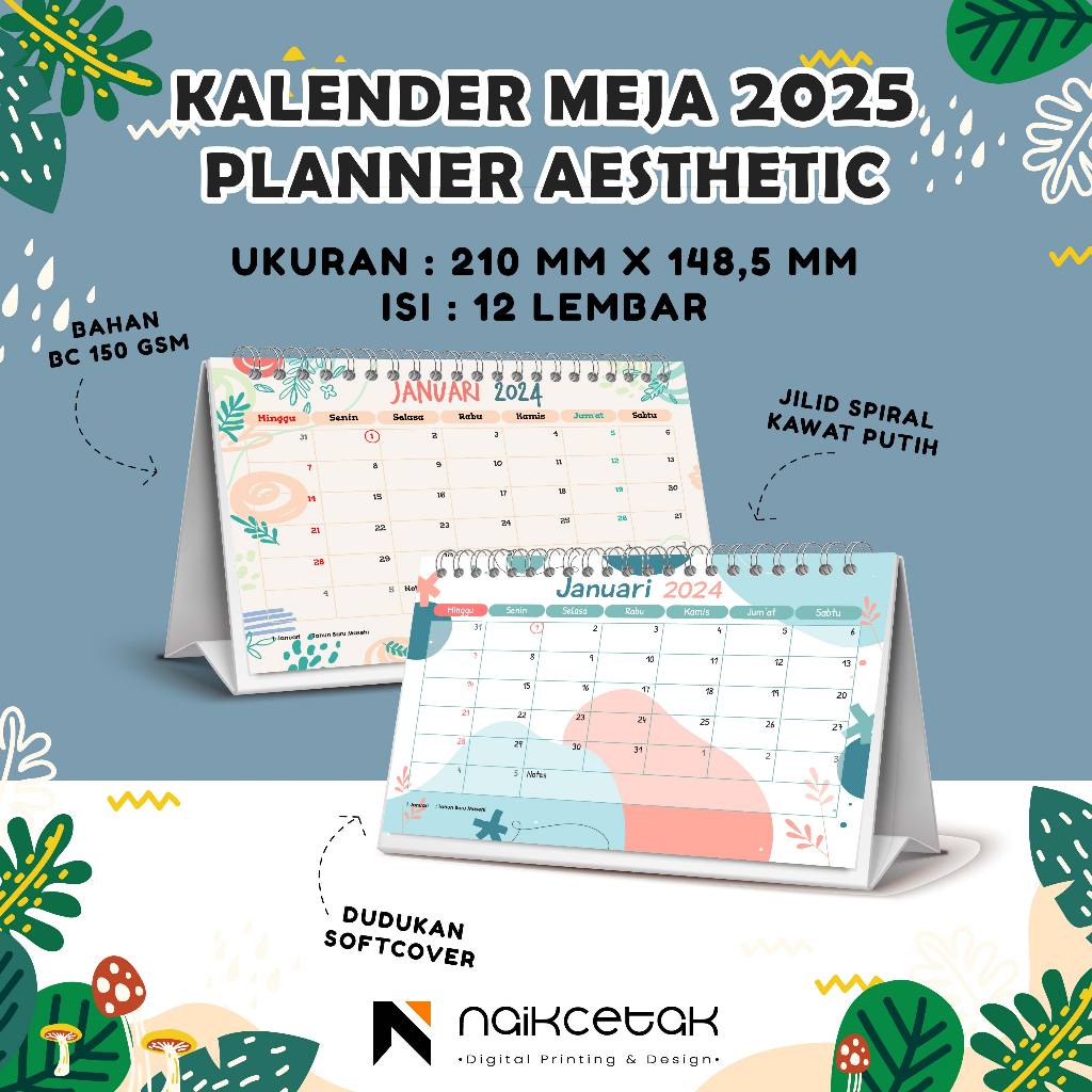 

2025 KALENDER MEJA PLANNER MONTHLY AESTHETIC 2025