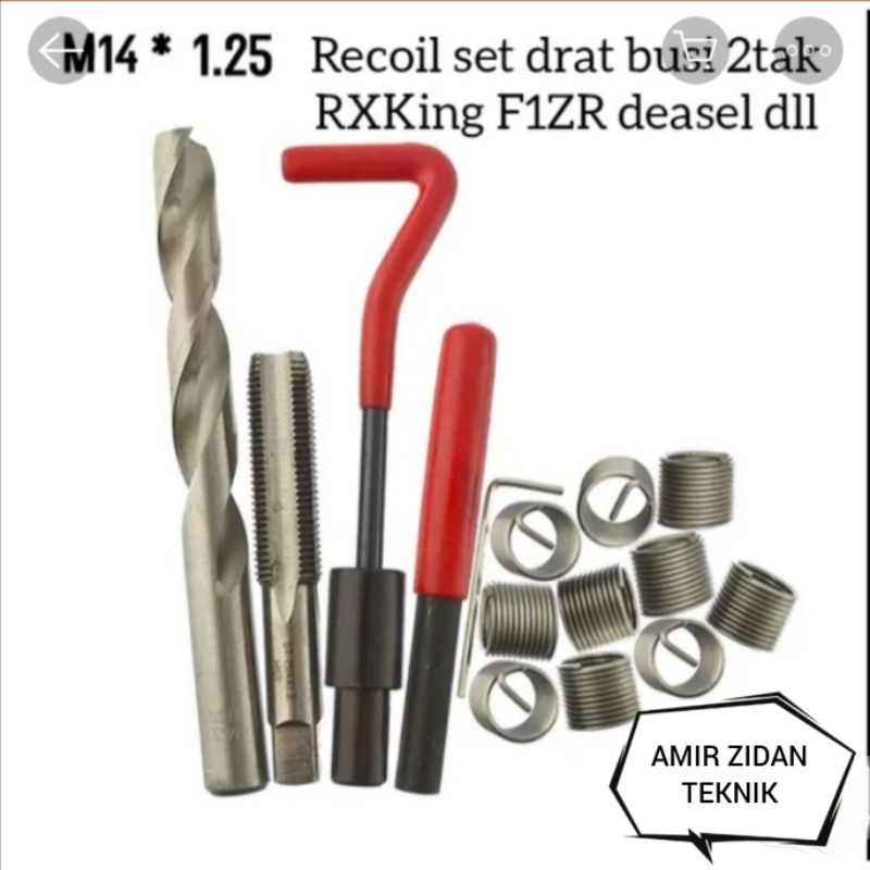 m14x1.25 recoil helicoil recoil busi motor 2tak rxking fizR deasel dan metik alat reparasi drat busi