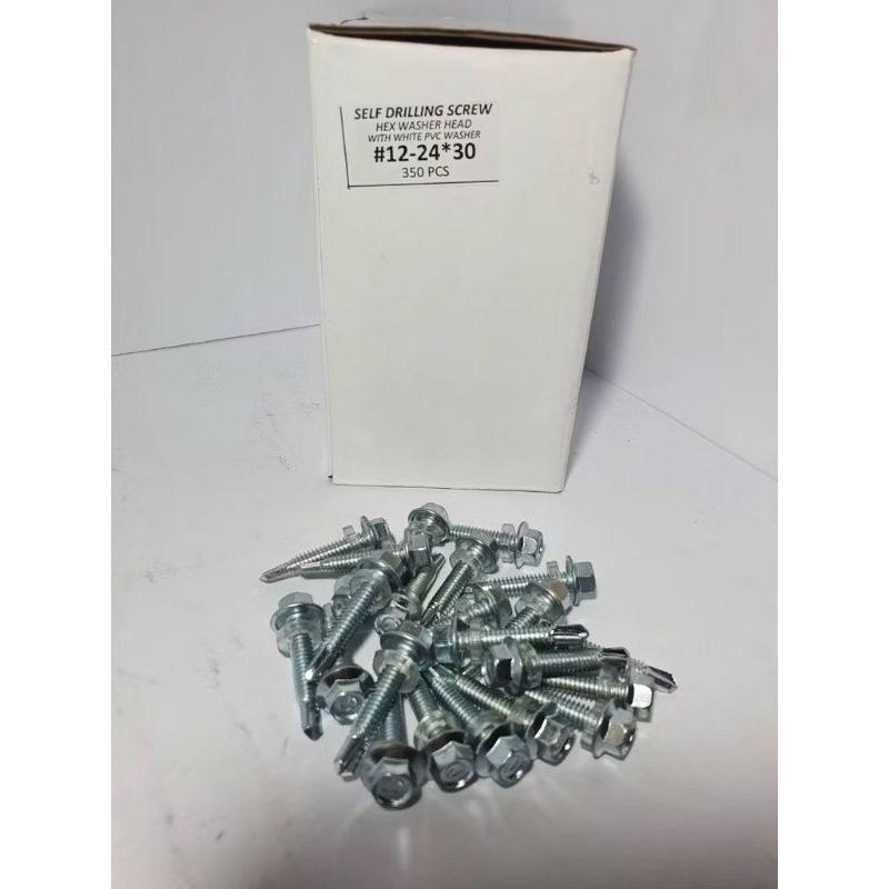 ￼Sekrup Drilling Putih 12x30 mm Isi 100 Pcs // Baut Drilling