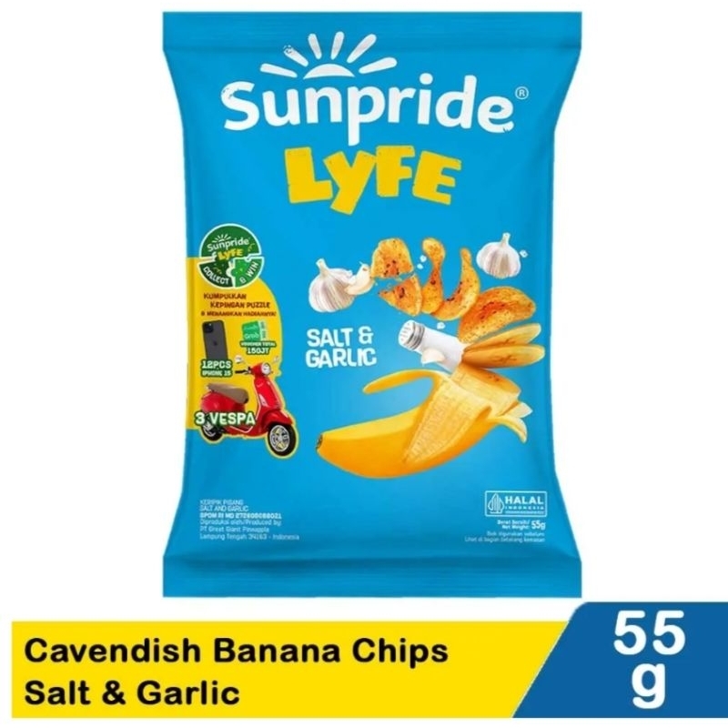 

Sunpride Lyfe banana chips salt dan garlic 55g