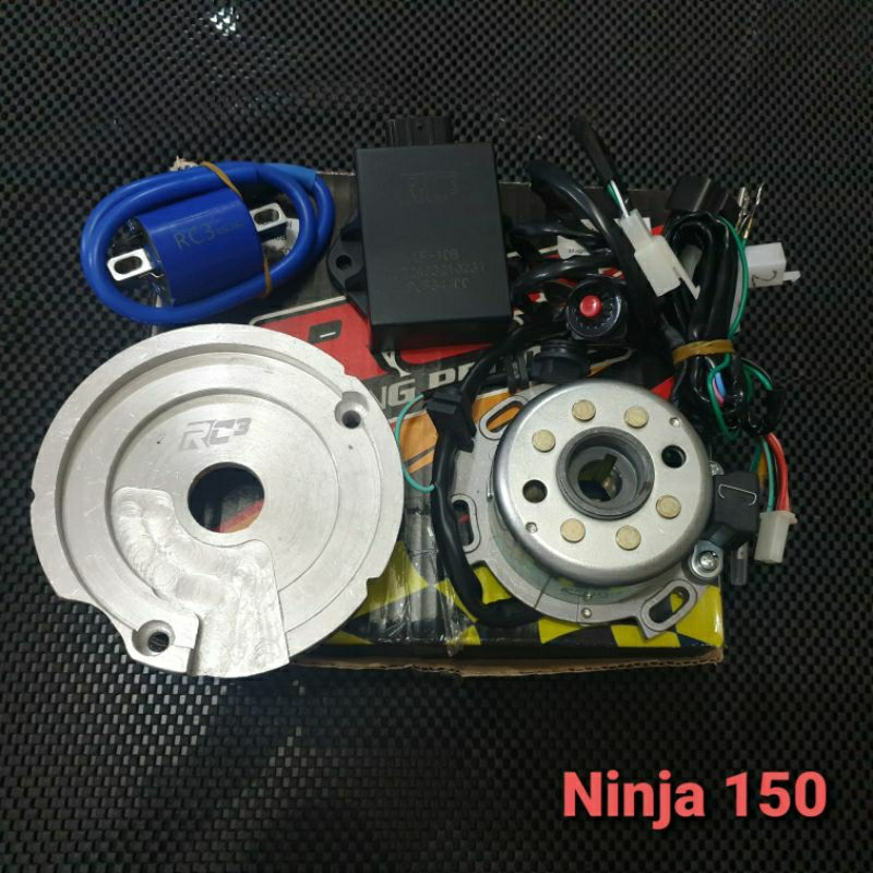 magnet racing pengapian racing RC3 komplit berikut cdi, koil, plenes ninja150, klx150, Fu150, RX