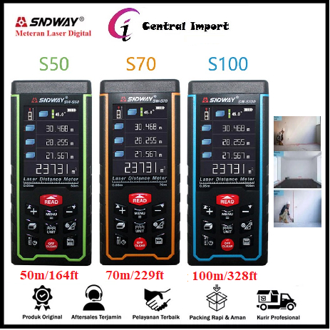 SNDWAY SW-S50 / SW-S70 / SW-S100 Digital Laser Distance Meteran Digital - SNDWAY S50 - S70 - S100