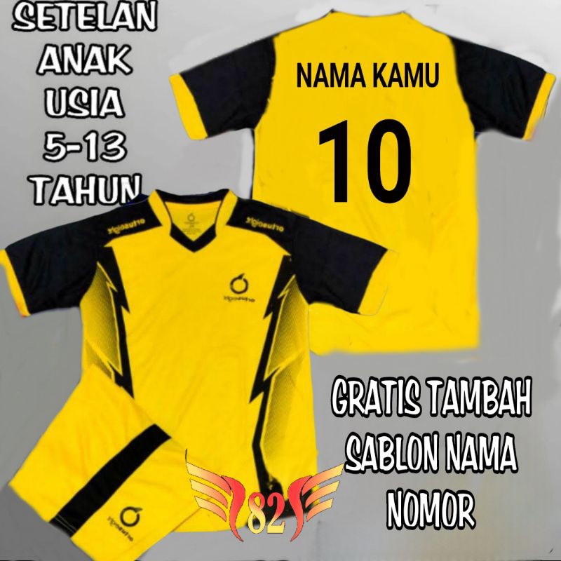 Gratis Tambah Nama Nomor Baju Bola Anak Usia 5-13 Tahun Setelan Jersey Bola Futsal Volley SD SBB Jun