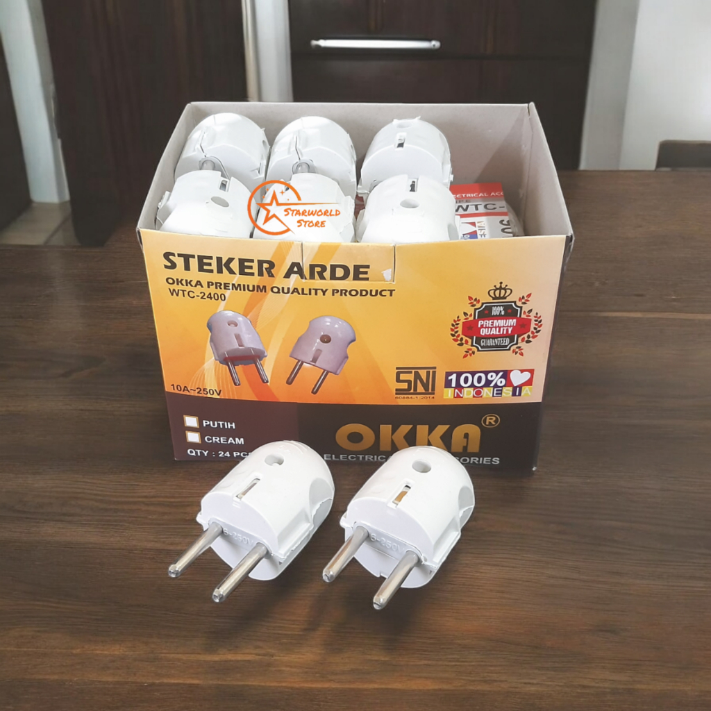 Paket Bundling 24 Pcs Steker Arde Bulat Okka Premium / Colokan Steker Bulat - Sni