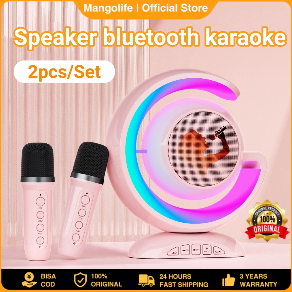 KODE O3P6 COD Speaker Bluetooth Karaoke 2Mic Set Stereo 3D Speaker Wireless Microphone Mini Portable