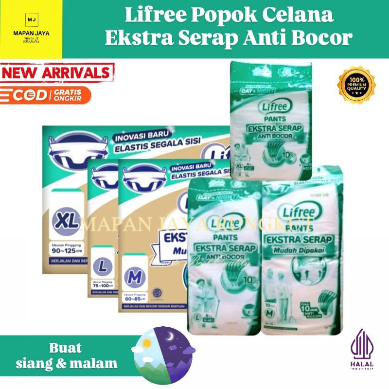 Lifree Popok Celana Ekstra Serap M20 / L16 / XL12 / Lifree Popok Celana Dewasa / Popok Dewasa