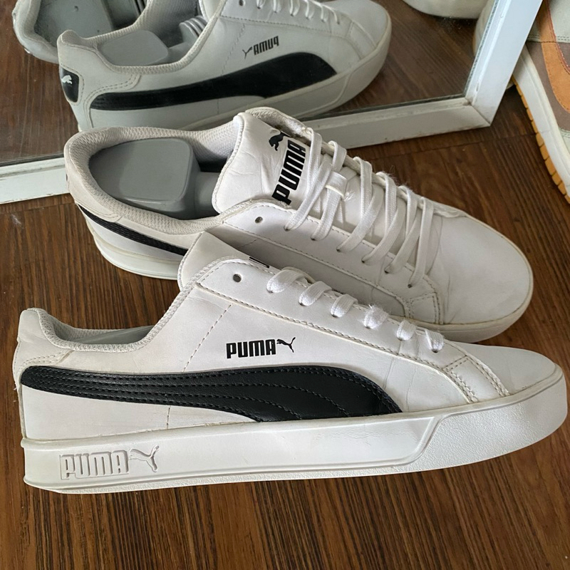 Puma smash vulc white black casual original murah - size 40,5 26cm