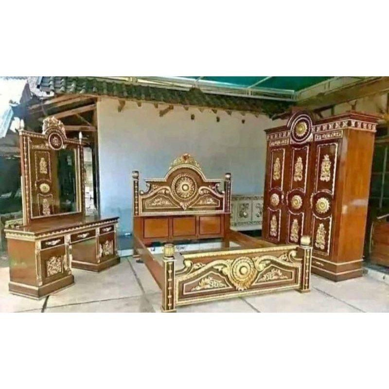 kamar set almari tempat tidur mejarias ukir kayu jati ruangan kamar furniture mebel