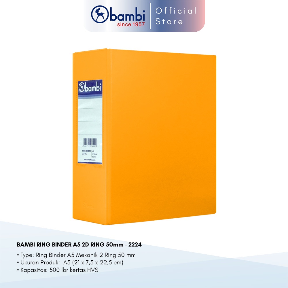

Bambi Ring Binder A5 2 Ring Type D All Color Jumbo Size 50 mm Original