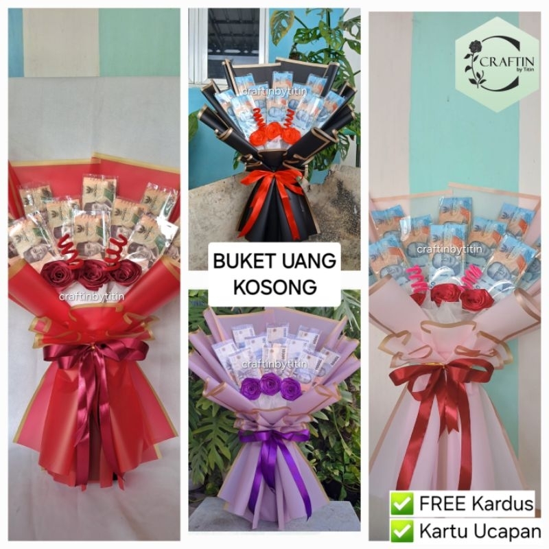 Buket Uang Kosong 10 slot / 15 slot  / 20 slot / Buket Kosong / CraftinByTitin / Buket Bunga / Buket