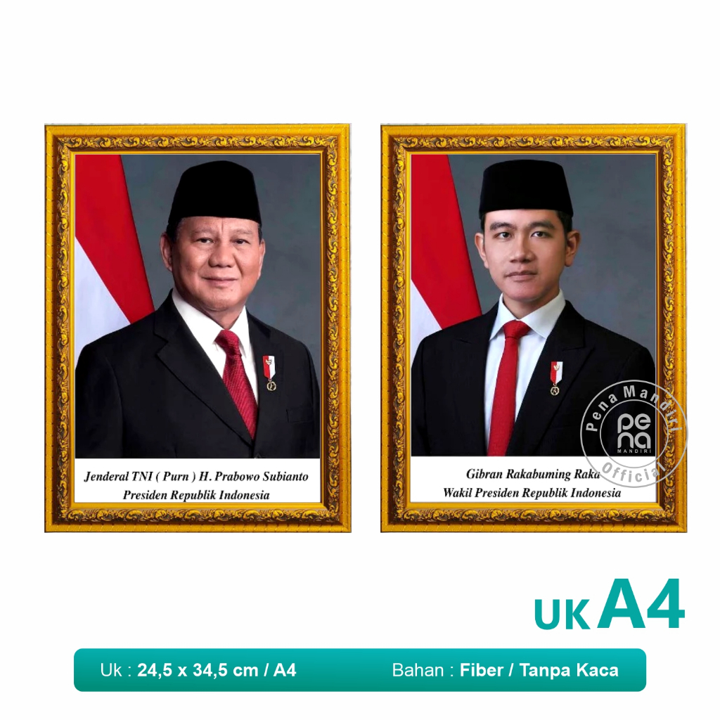 Bingkai / Pigura / Frame Foto Presiden dan Wakil Presiden 14R (24,5 x 34,5 cm Bingkai Tanpa Kaca)