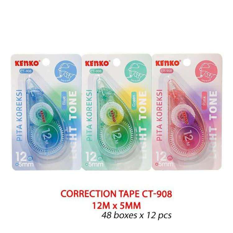 

CORRECTION TAPE KENKO CT-908 / 12 M CT908 TIPEX PITA KOREKSI BENTUK LIGHT TONE WARNA PASTEL SIMPLE MINIMALIS TIP-EX PENGHAPUS PENA ROLL KERTAS ALAT TULIS SEKOLAH ATK KANTOR KULIAH KAMPUS STATIONERY KULAKAN MURAH LENGKAP / M21 STATIONERY JOGJA