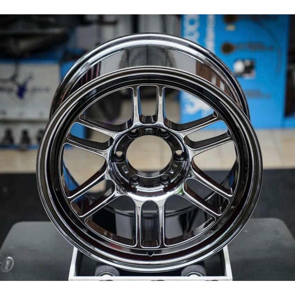 VELG WINCH JF LUXURY ENKEI RPT FLOW FORMING R18" PCD SUV 6x139 LEBAR 9 ET 0 WARNA BLACK CHROM - VELG