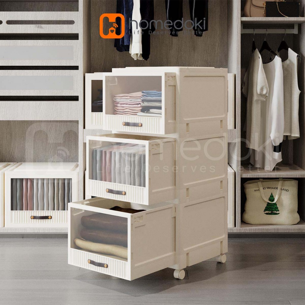 Homedoki Lemari Plastik 5 Susun/Lemari Plastik Pakaian Lipat/Lemari Plastik Estetik/Lemari Plastik P