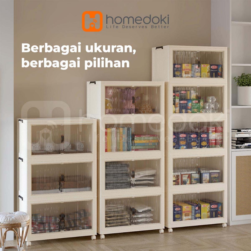 Homedoki Lemari Plastik 5 Susun/Lemari Plastik Pakaian /Lemari Plastik Estetik/Lemari Plastik Lipat