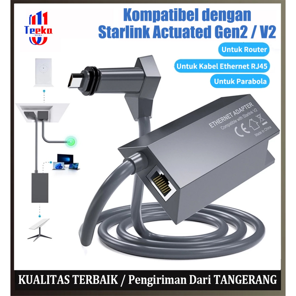 TEEKA Starlink Ethernet Adapter Gen 2 / V2 Adaptor Lan Starlink / LAN / RJ45 Starlink Internet