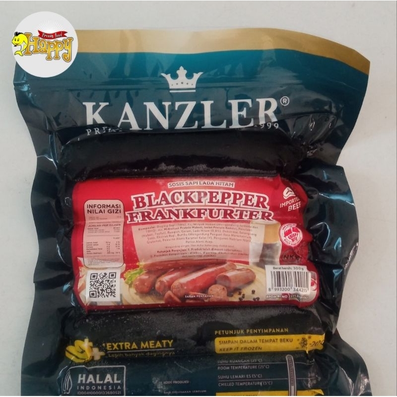 

Kanzler Sosis Blackpeper Frankfurter Sosis Lada Hitam Beku Frozen 300 gram