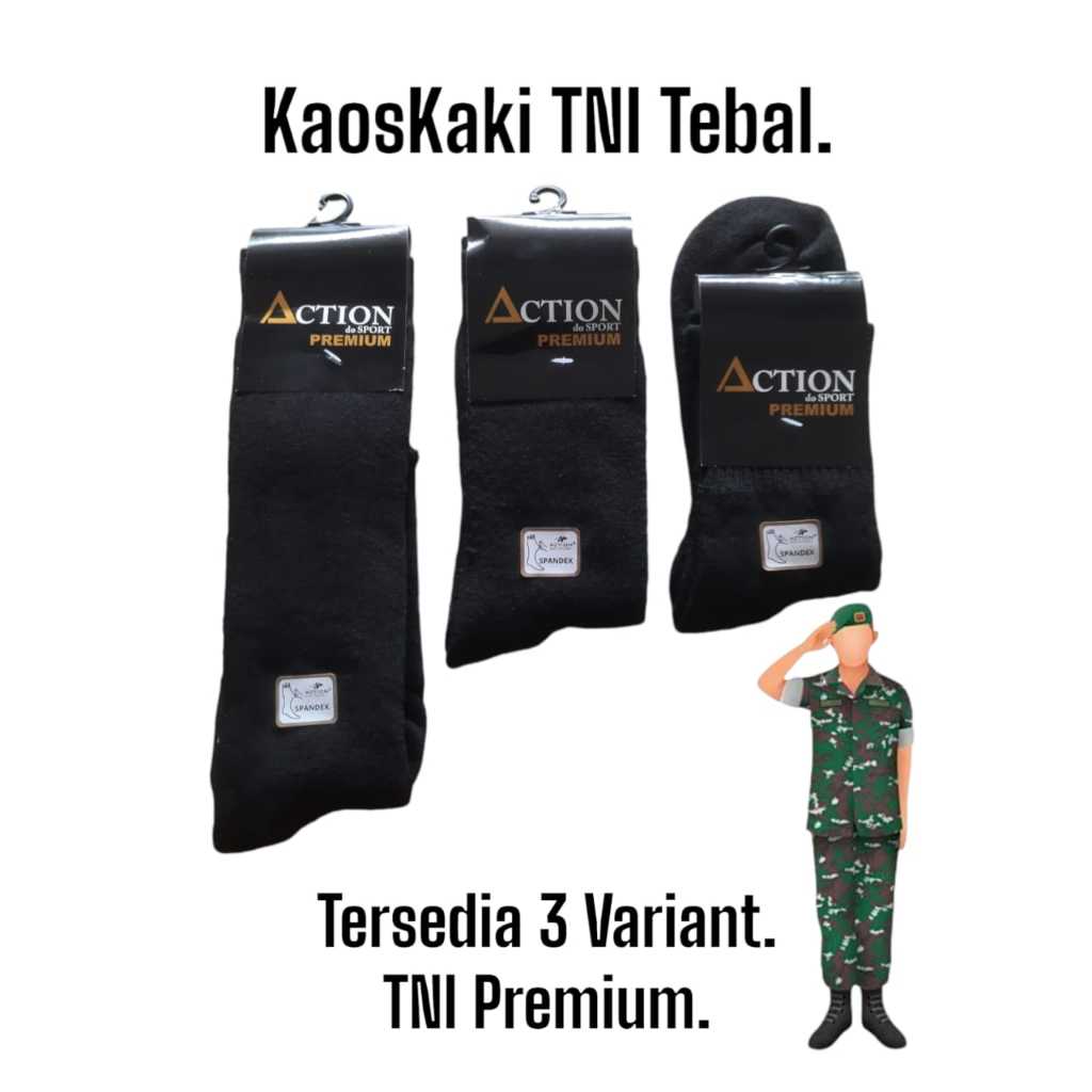 KaosKaki TNI Hitam Tebal/KaosKaki PDL Tebal, Kaos Kaki Tebal Panjang Katun.