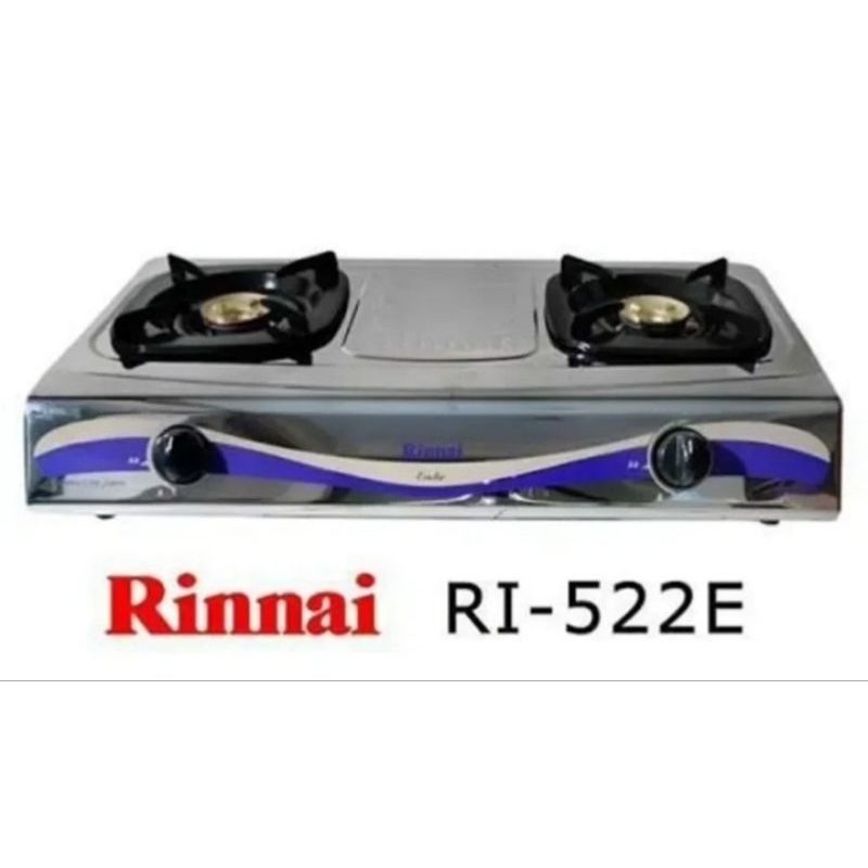 KOMPOR GAS RINNAI 2TUNGKU SNI RI-522E/Rinnai 522E/Kompor 2 tungku/RINNAI Kompor Gas Stainless 2 Tung