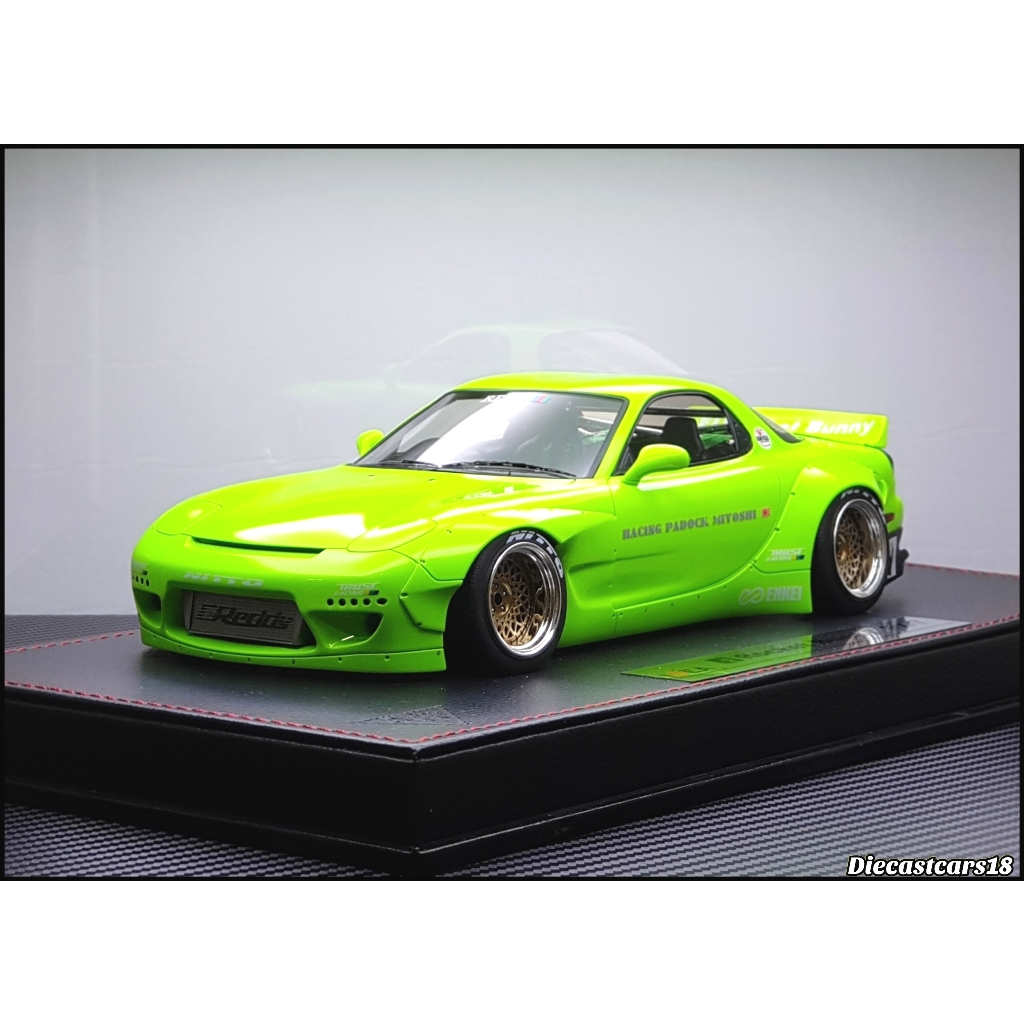 1/18 Makeup Model Mazda RX-7 Rocket Bunny Lime Green Metallic
