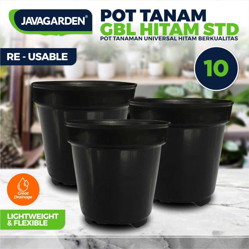 Javagarden - Pot GBL 10 Hitam - Pot Kecil 8cm Pot Bibit Tanaman Bunga Hias
