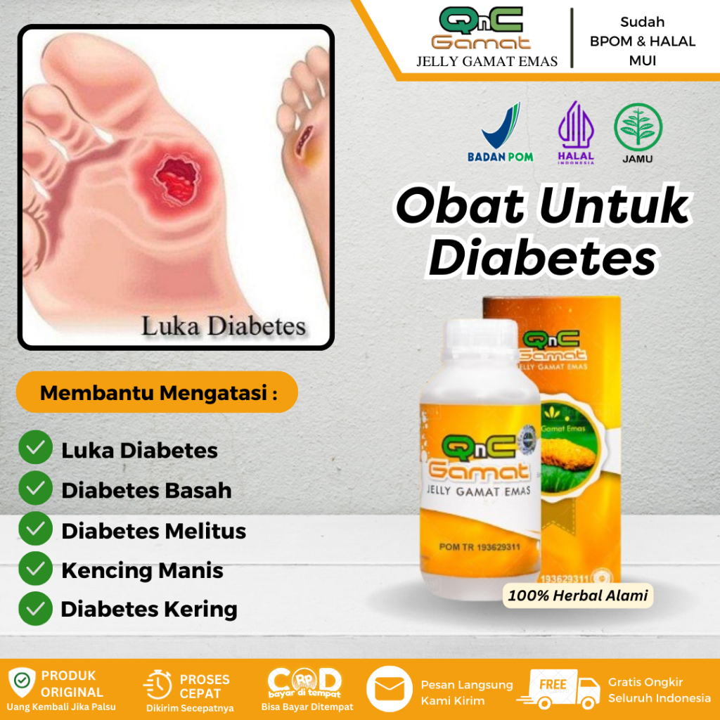 Qnc Jelly Gamat Emas Obat Untuk Diabetes, Diabetes Basah Kering, Luka Diabetes, Diabetes Melitus, Ke
