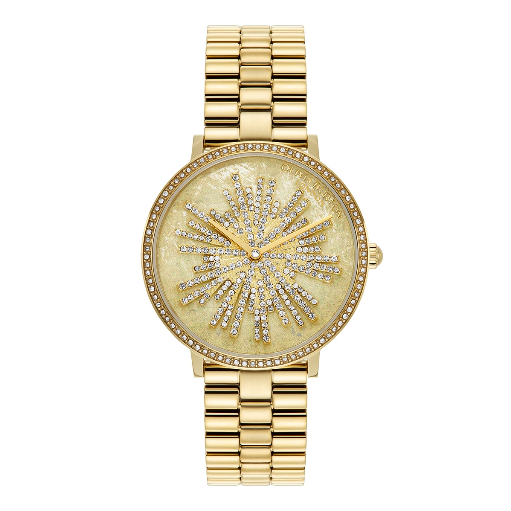 Jam Tangan Olivia Burton Ice Burst Gold & Ivory Bracelet Watch 35mm - 24000186