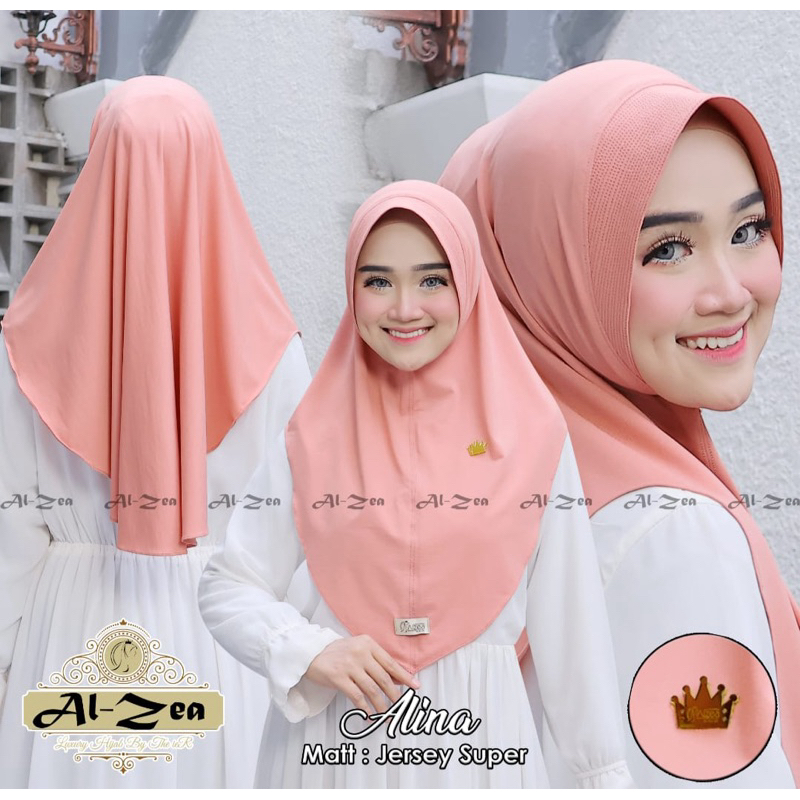 Jilbab Alina Hijab Bergo Instan Dewasa Kualitas Premium Jersey Super Alzea Syari - Muslim - Kerudung