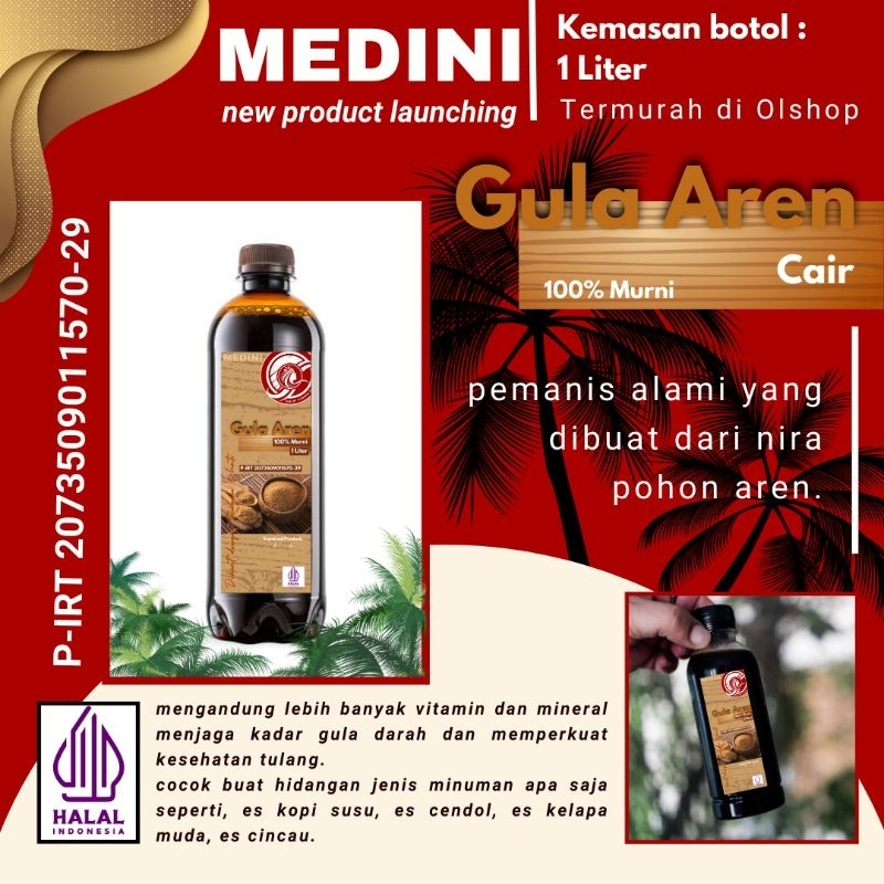 

Gula Aren/Brown Sugar Kemasan 1 liter Cair 100% Murni tanpa campuran lain-lain.