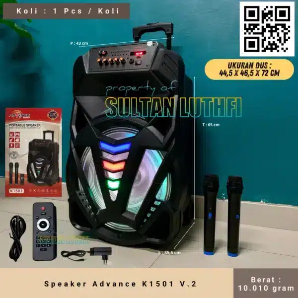 Speaker Advance 15 Inch K1501 (2 Mic)