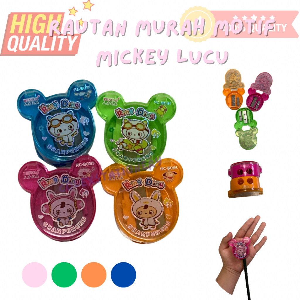 

Rautan Pensil Mickey Lucu / Rautan Sharpener Motif Lucu Anak Murah 2 IN 1 ( 4 Warna ) / Rautan Serutan Pensil