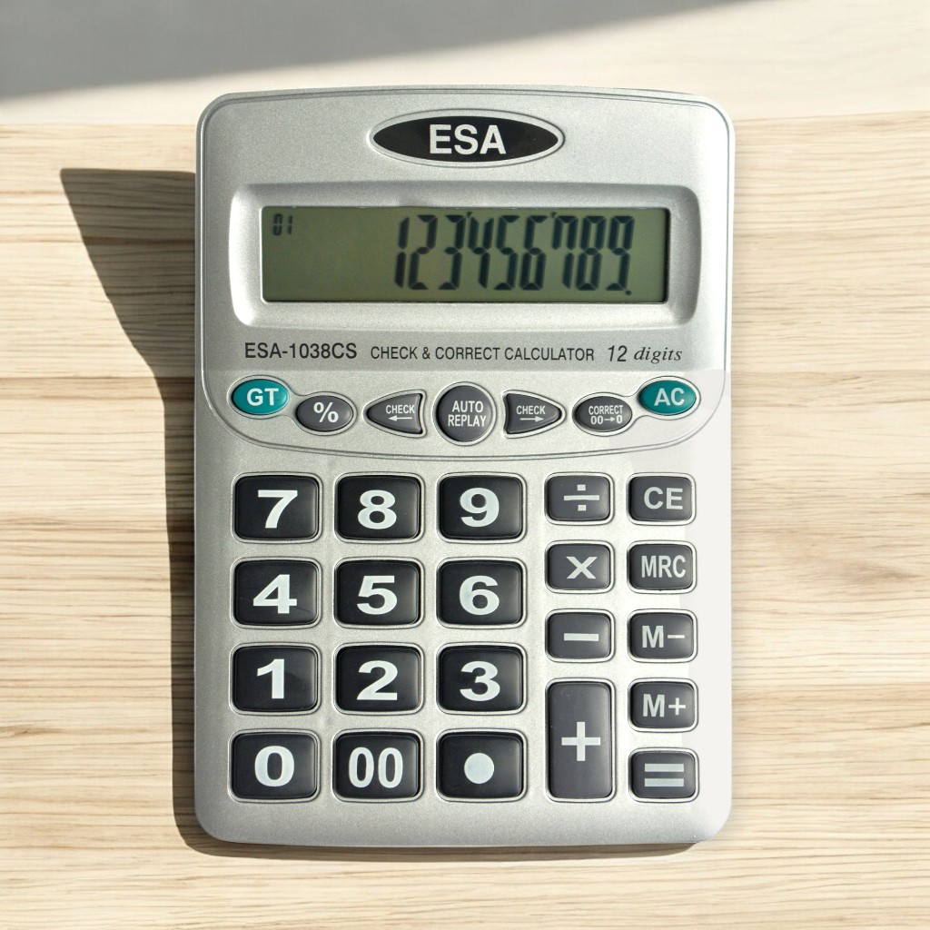 

ESA Kalkulator Besar 12 Digits Check Correct Warna Abu-Abu 1038CS
