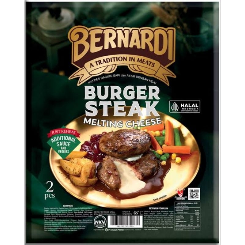 

bernardi burger steak melting cheese patties sapi dan ayam dengan keju isi 2pcs