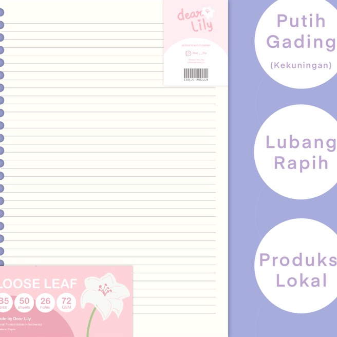 

HJ6 B5 Loose Leaf Isi 5 lembar Isi Kes B5 Binder 26 Lubang Warna Putih Garding Cream Coksu Motis Garis Polos Grid KotakKotak TitikTitik Dot Natural Paper Kes Vintage