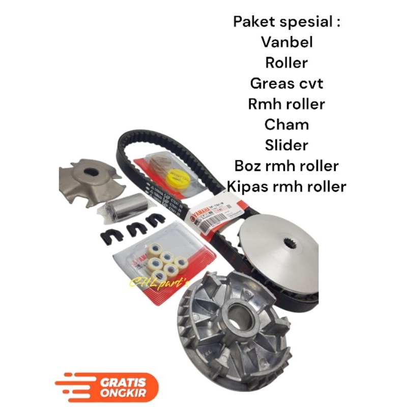 Paket Vanbel 54P/ Mio J / Soul.Gt : Vanbel + Roller + Greas Cvt + Rumah Roller + Cham ttp rmh roller