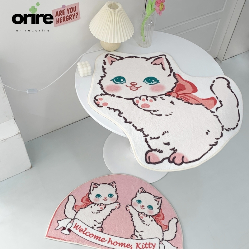 Orire Keset Karpet Lucu Cat Kitty Pink Bulu Lembut Halus Dekorasi Rumah Kamar Motif Cat Floor Mat Ba