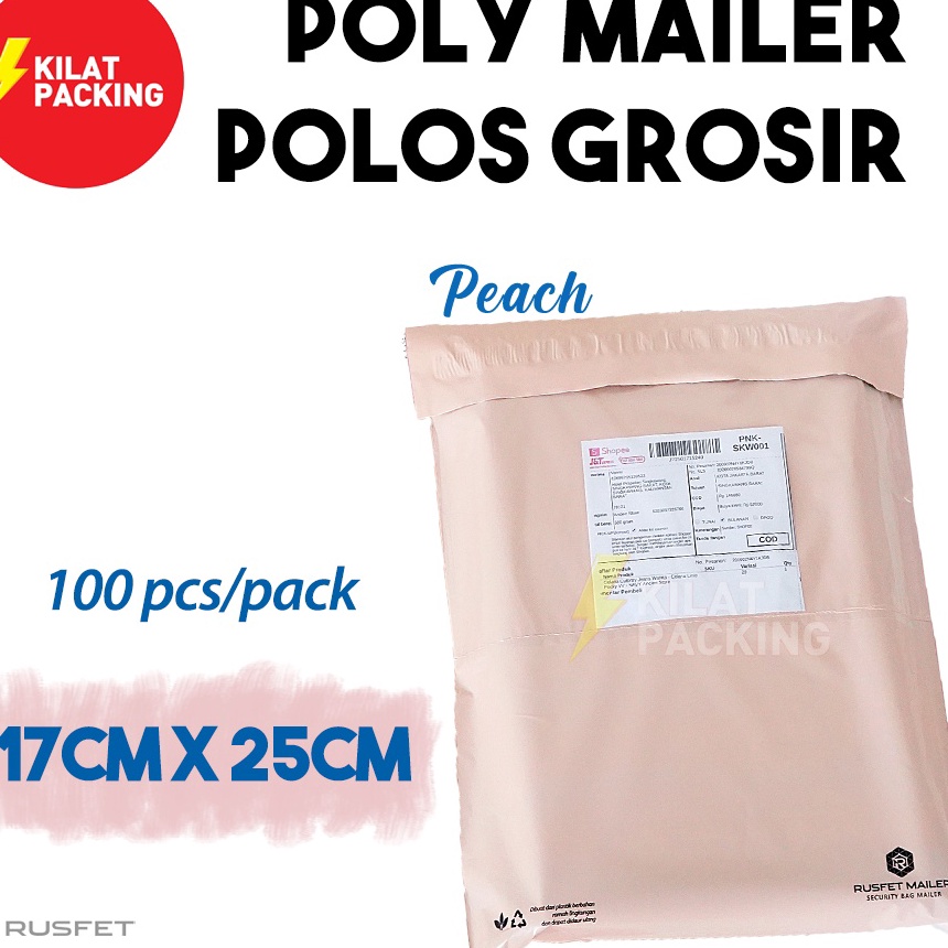 

KI3 POLYMAILER PEACH POLOS 17CM X 25CM AMPLOP PLASTIK PACKING RUSFET PREMIUM PACK