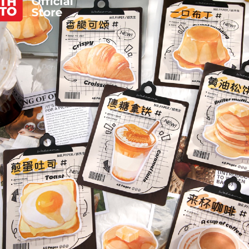

HJ6 THTO Sticker Sticky Paper Kes Illustrasi Makanan Food Coffee Bread 45 Pcs Jajanan si Stationery Lucu A136