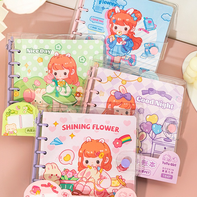 

Hot Buku binder lucu aesthetic Korean style cute spiral notebook PVC Buku catatan isi ulang looseleaf Buku rekening tangan Agenda jurnal diary Daily planner DIY scrapbook Akaun tangan transparan