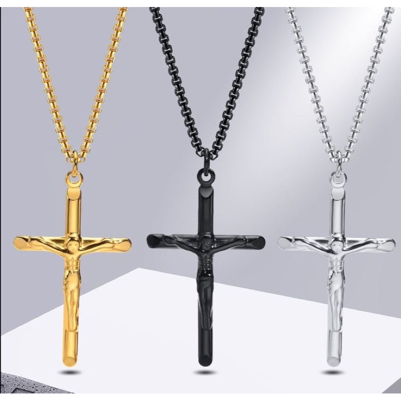 Kalung Titanium Salib Alpha Original 100% Pria Wanita Anti Karat Anti Luntur Stainless Steel