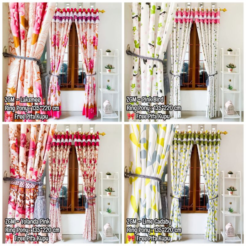 Gorden hordeng Pintu Jendela Minimalis Poni Rumbai Motif Laksmee