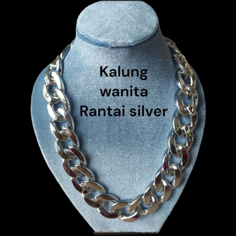 kalung wanita perempuan kalung hijab rantai silver