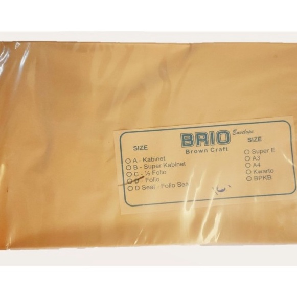 

Terbatas Amplop Coklat Polos Folio BRIO per pak isi 1