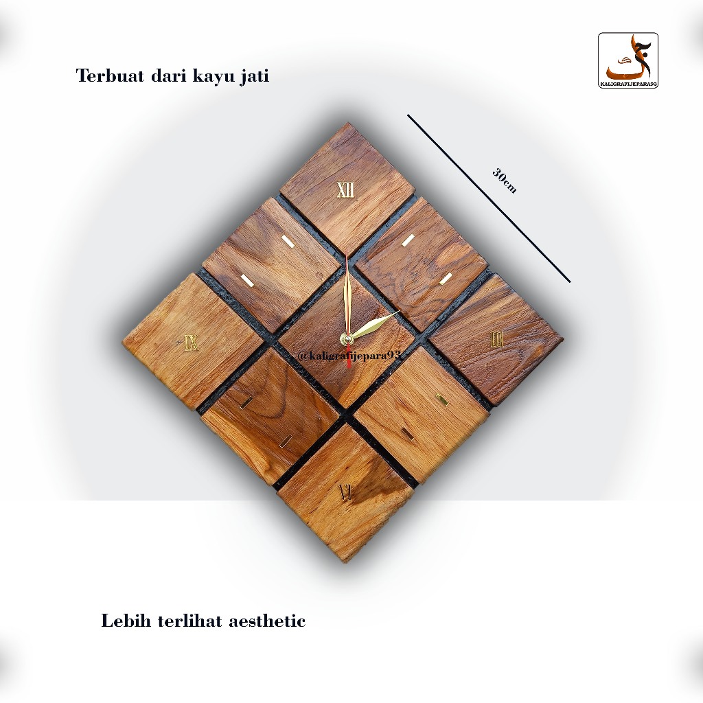 Jam Dinding Aesthetik Kayu Jati, Jam Dinding Unik, Jam Dinding Kayu
