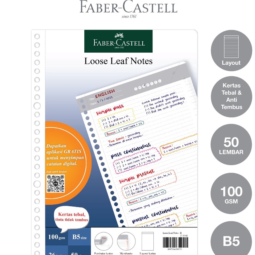 

Cashback FaberCastell Kes Loose Leaf Dital B5 Isi File 5 Lembar Garis Biasa