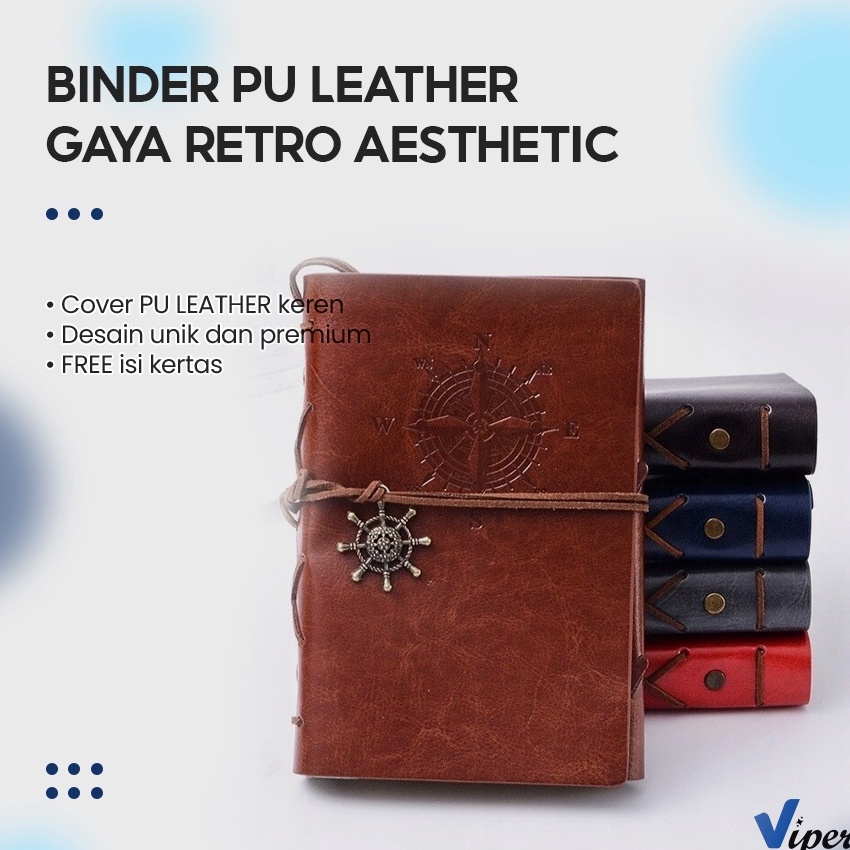 

KI3 Buku Catatan Notebook A5 A6 Buku Diary Aesthetic Gaya Retro Binder Unik Cover Kulit PU Leather
